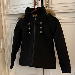 London Fog Black Kids  Jacket with Faux Fur